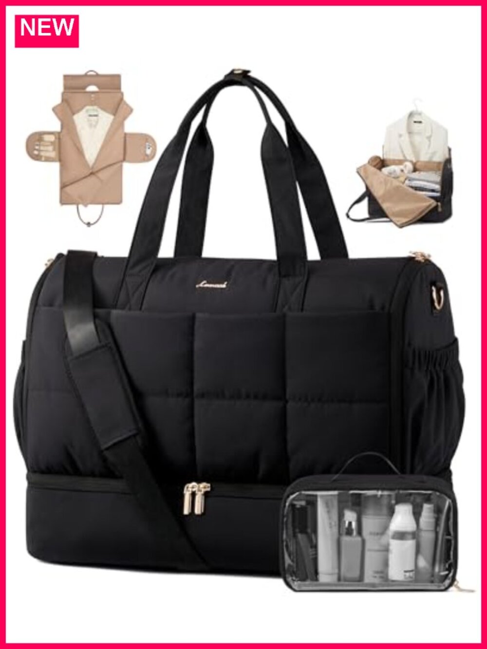 Convertible Garment Bag for Travel, Waterproof 45L Carry On Suit Bag with Shoe